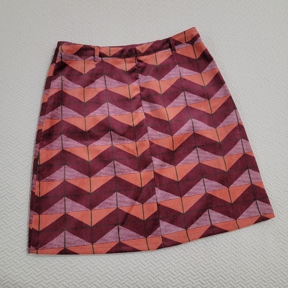 Flying Tomato Burgundy & Orange Fall Colors Geometric Print Skirt Size Medium - Picture 5 of 14